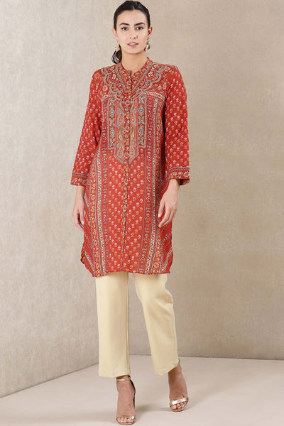 Ritu Kumar Rust Printed Kurti online shopping melange singapore indian designer wear