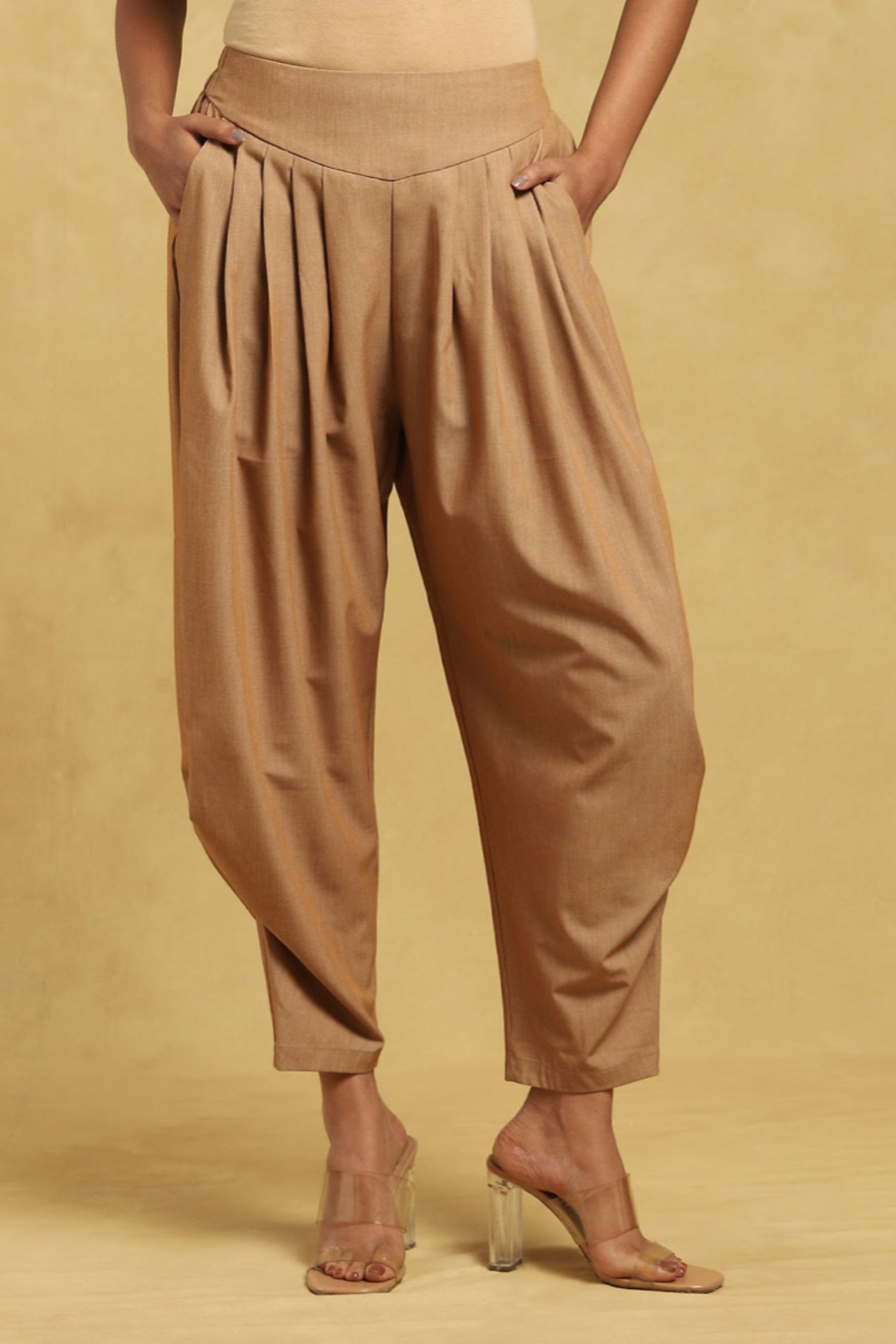 Ritu Kumar Tan Solid Dhoti Pants Indian designer wear online shopping melange singapore