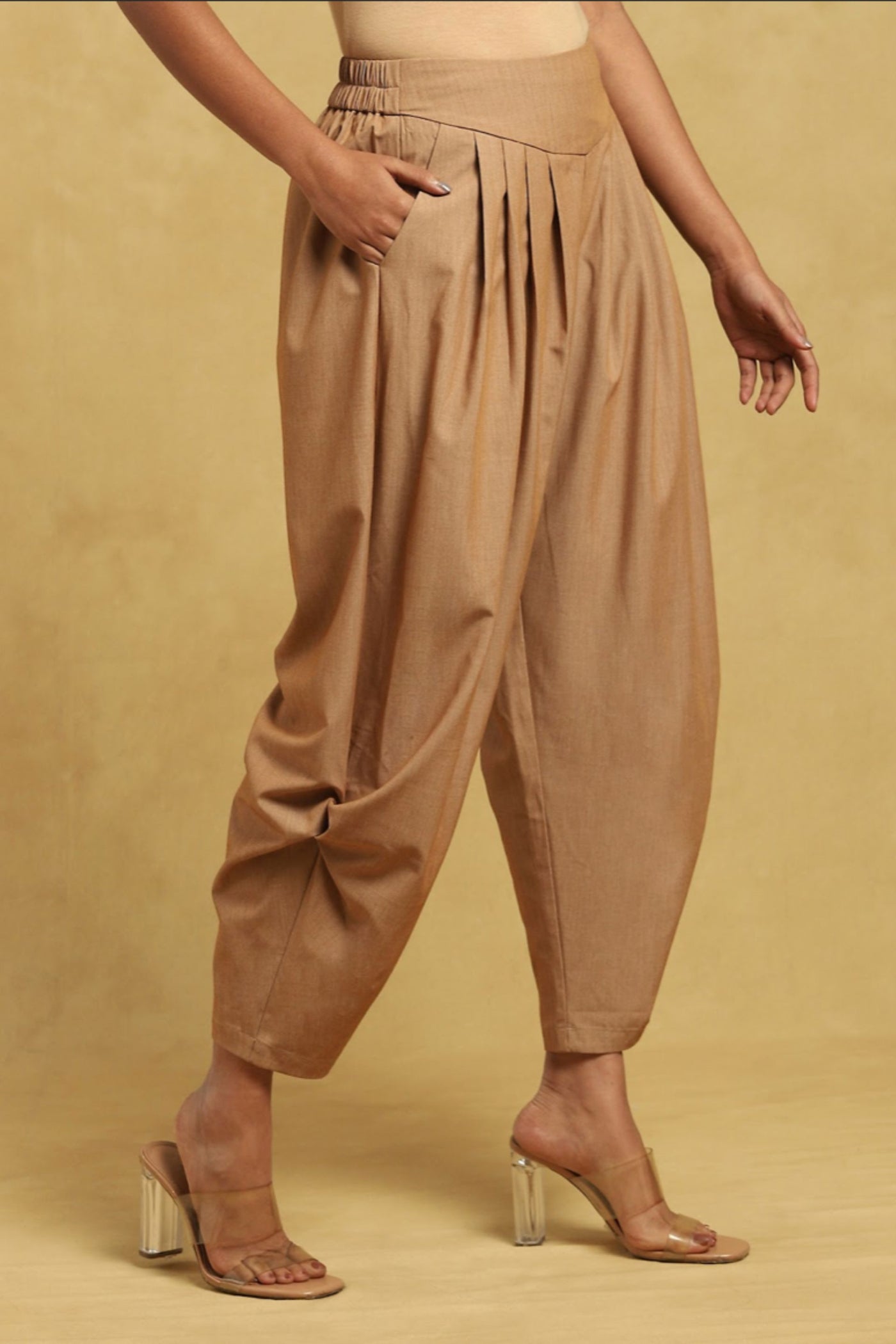 Ritu Kumar Tan Solid Dhoti Pants Indian designer wear online shopping melange singapore