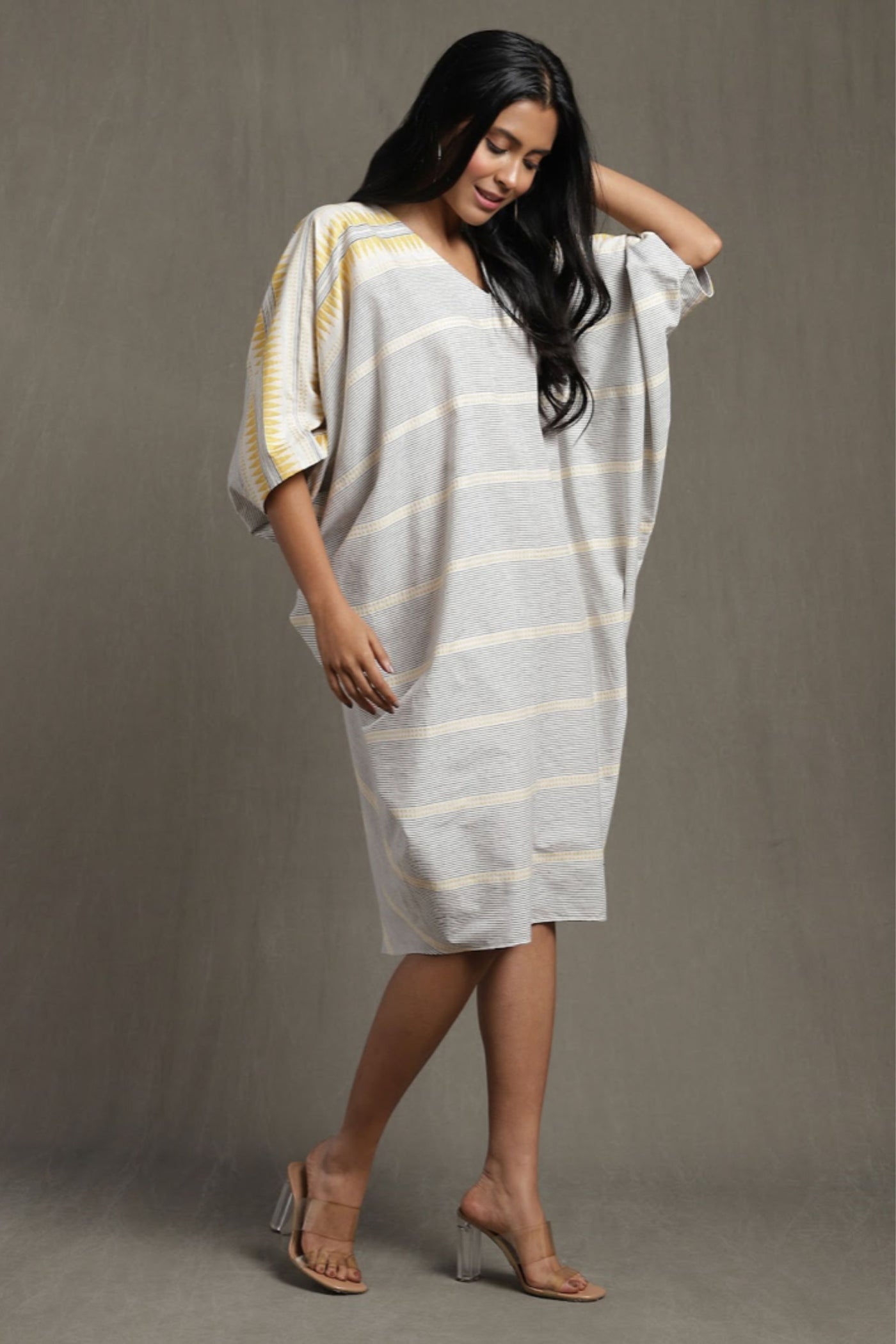 Ritu Kumar White printed kaftan dress Indian designer wear online shopping melange singapore