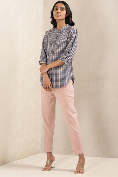 ritu kumar Blue Check Cotton Kurti online shopping melange singapore indian designer wear