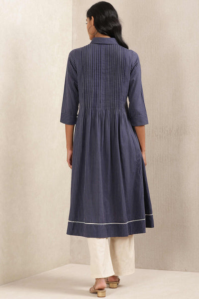 ritu kumar Blue Stripe Cotton Kurta online shopping melange singapore indian designer wear