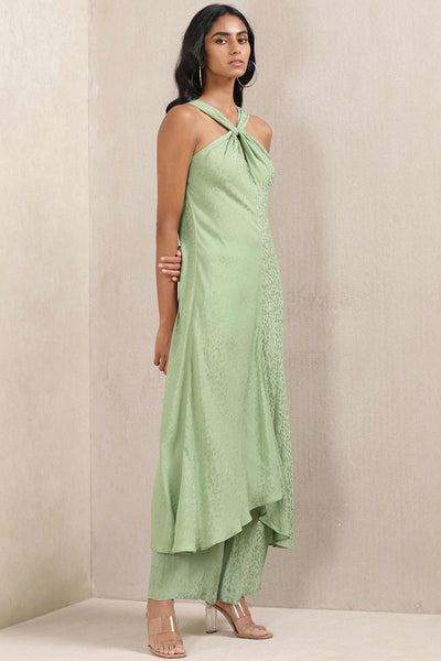 Ritu kumar Green Satin Kurta With Pant online shopping melange singapore indian designer wear
