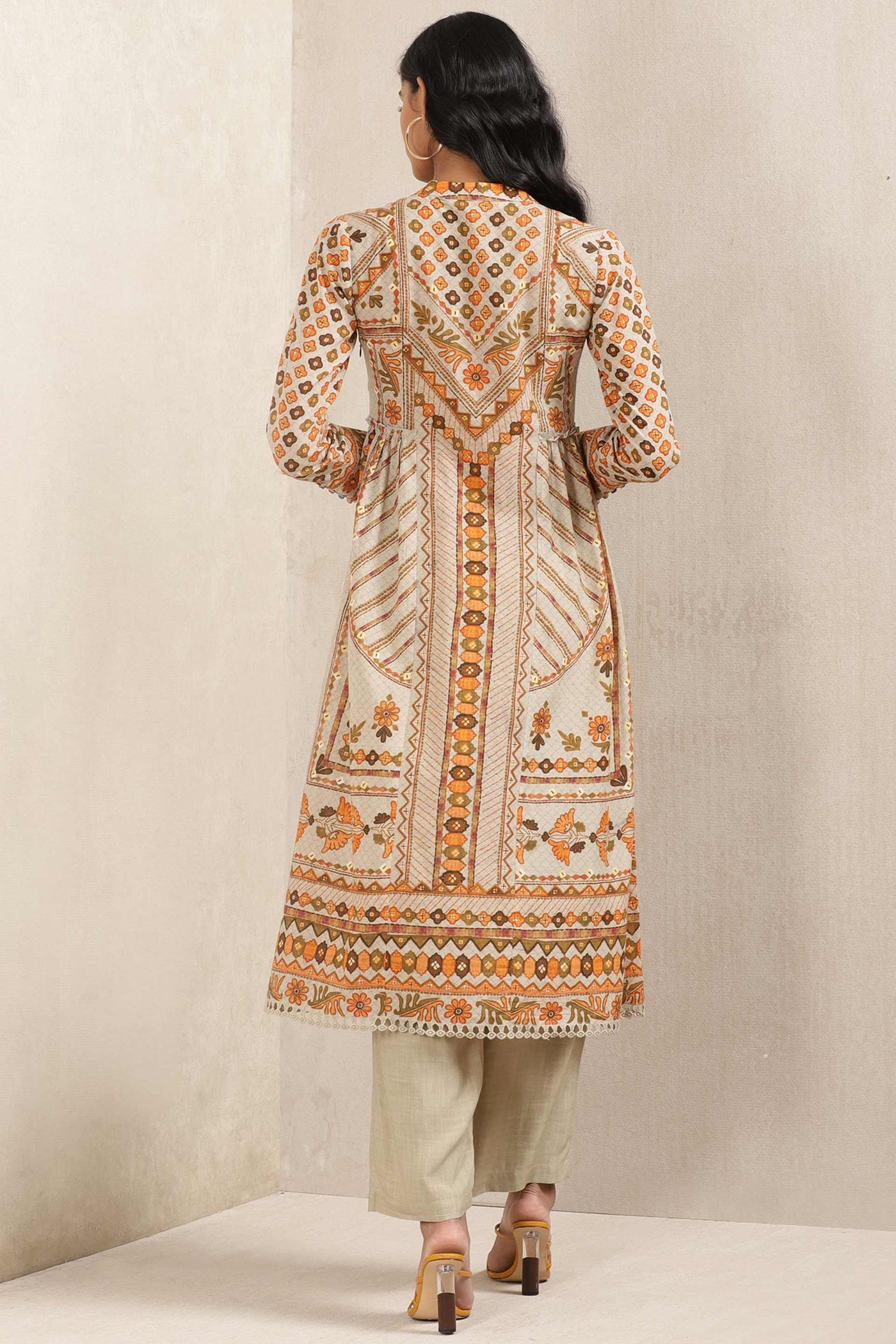 ritu kumar Grey Printed Suit Set festive indian designer wear online shopping melange singapore