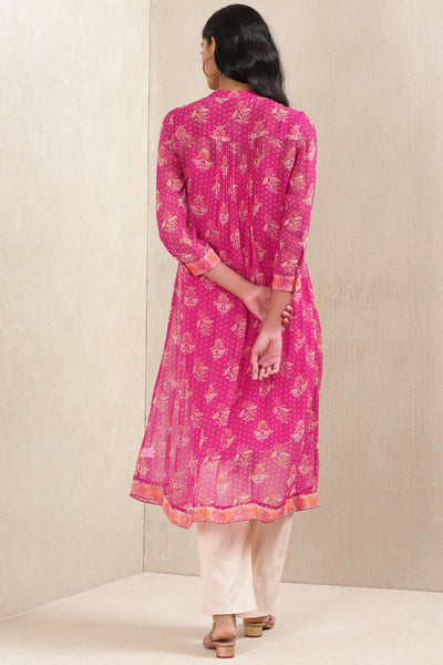 ritu kumar Pink Floral Print Kurta With Camisole festive indian designer wear online shopping melange singapore