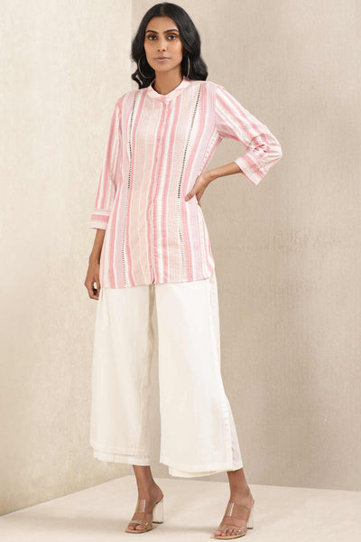 ritu kumar Pink Stripe Cotton Kurti online shopping melange singapore indian designer wear