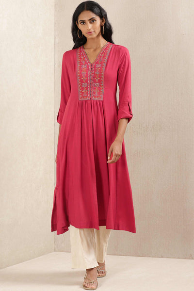 ritu kumar Red Embroidered Kurta online shopping melange singapore indian designer wear