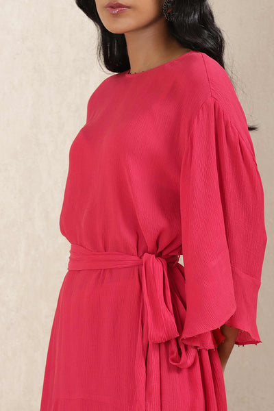 ritu kumar Red Satin Kurta With Pant online shopping melange singapore indian designer wear