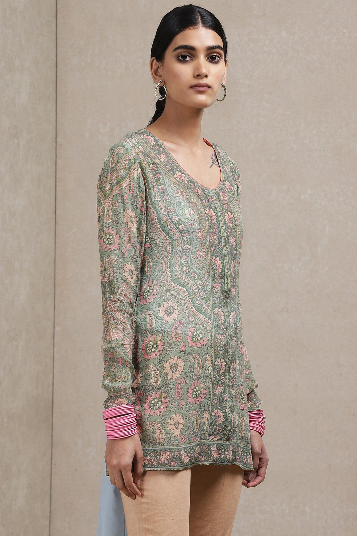 Ritu Kumar - Full Sleeves Kurti - Melange Singapore - Indian Designer Wear Online Shopping