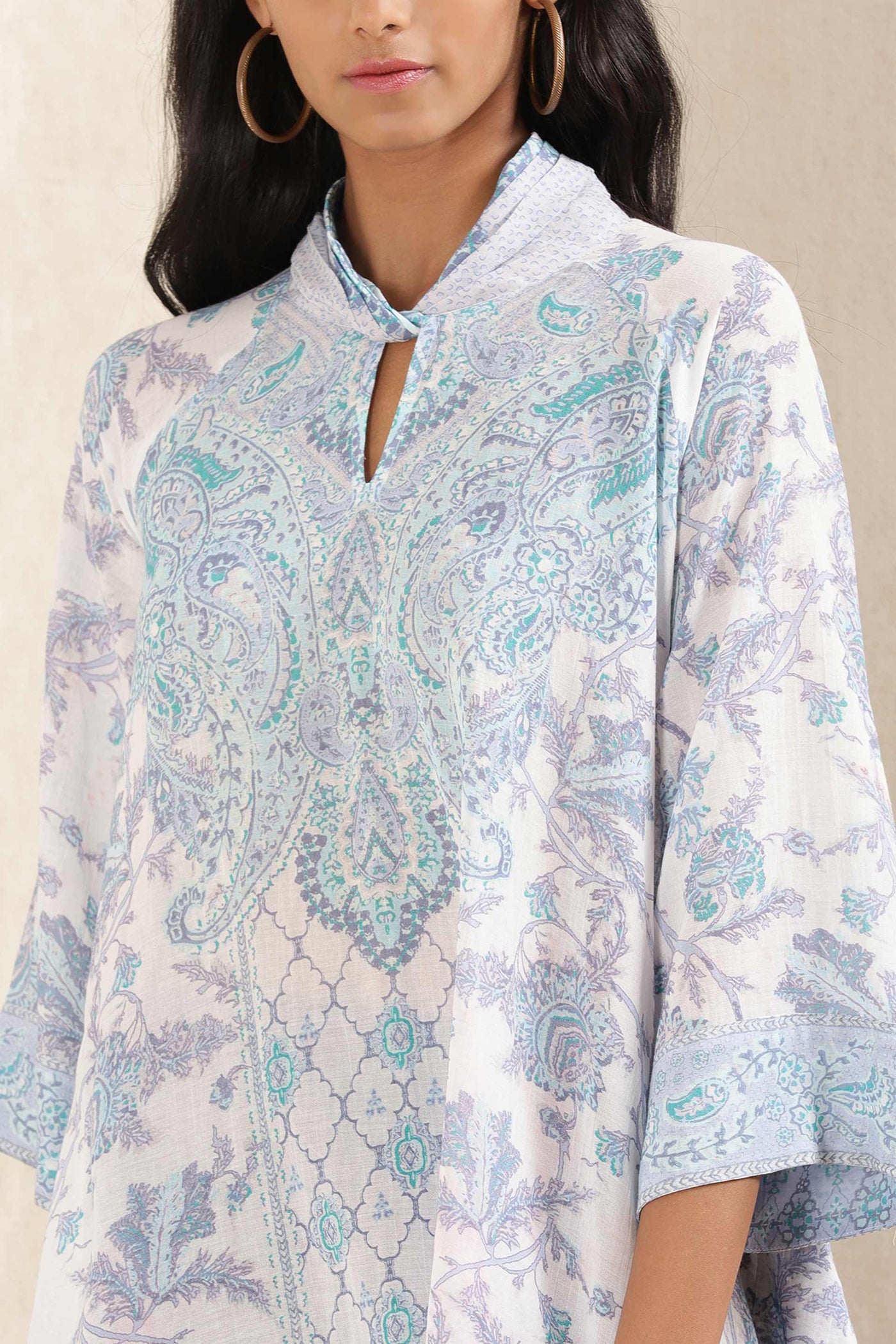 ritu kumar Blue Printed Kurti online shopping melange singapore indian designer wear