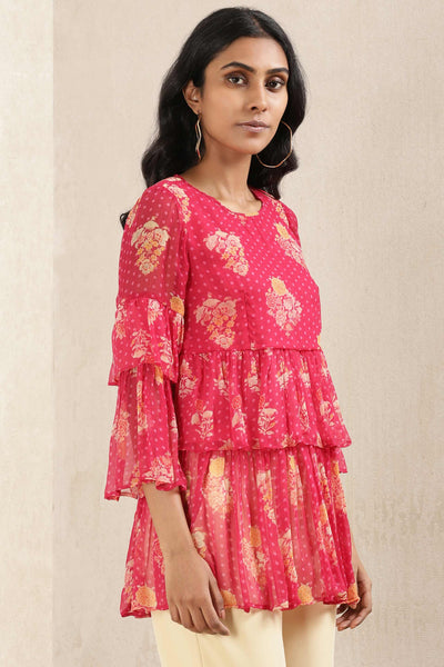 ritu kumar Pink Floral Print Kurti online shopping melange singapore indian designer wear