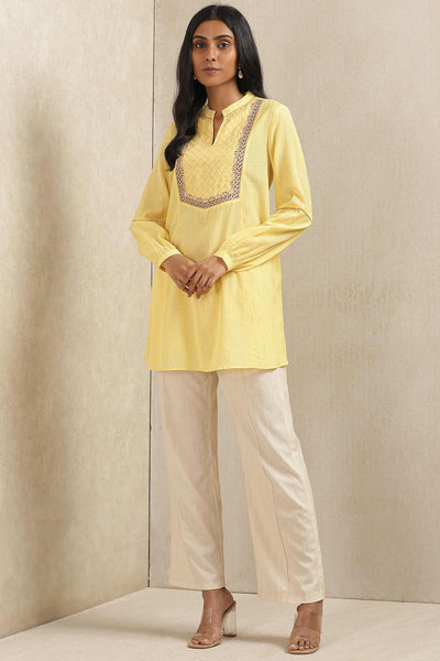 ritu kumar Yellow Embroidered Kurti online shopping melange singapore indian designer wear