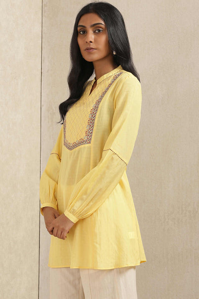 ritu kumar Yellow Embroidered Kurti online shopping melange singapore indian designer wear