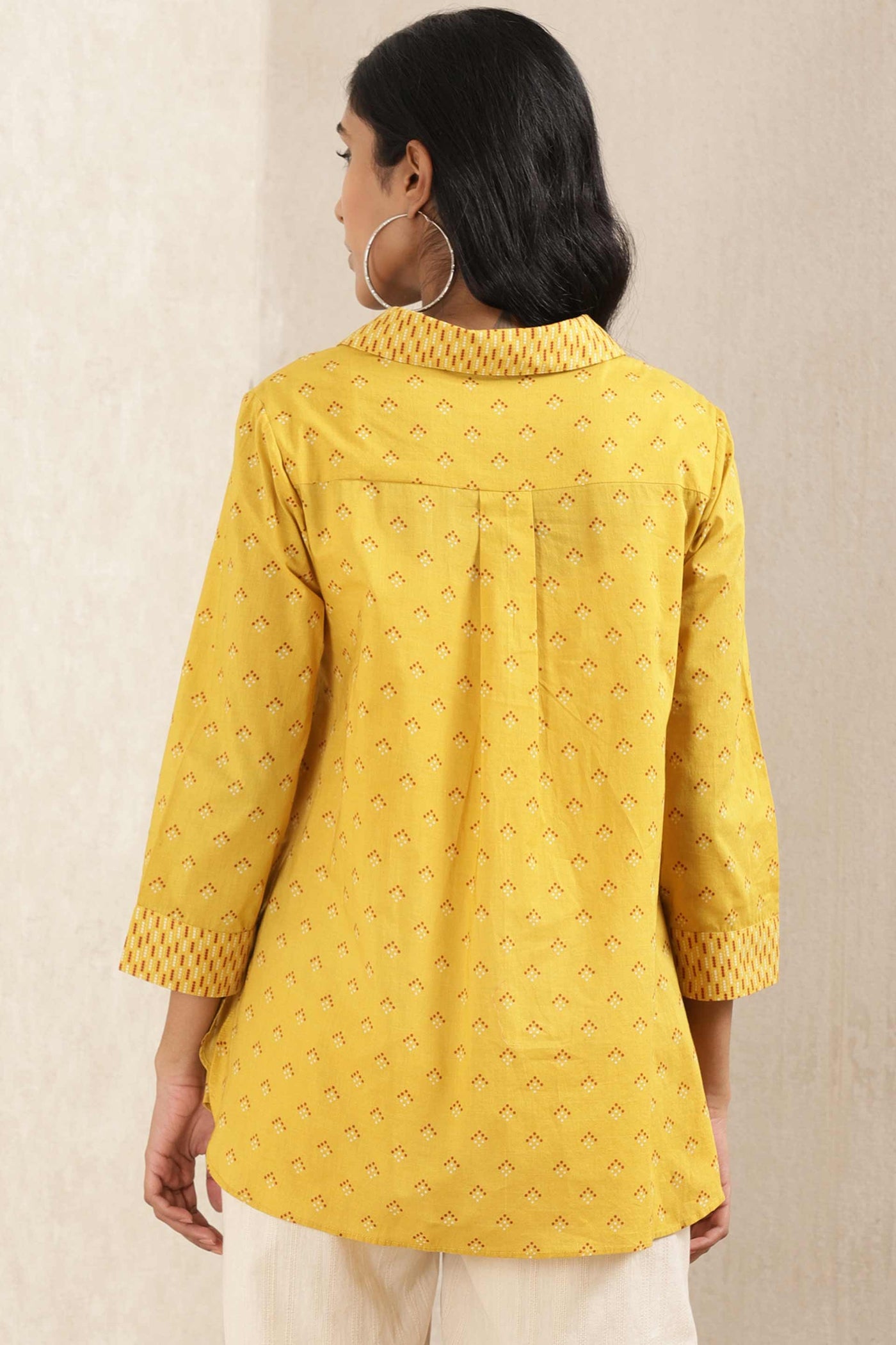 ritu kumar Yellow Printed Cotton Kurti online shopping melange singapore indian designer wear