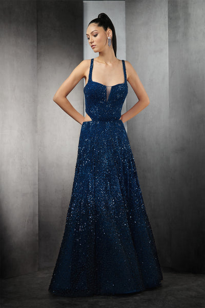 rohit gandhi rahul khanna astral ombre gown blue indian designer wear online shopping melange singapore