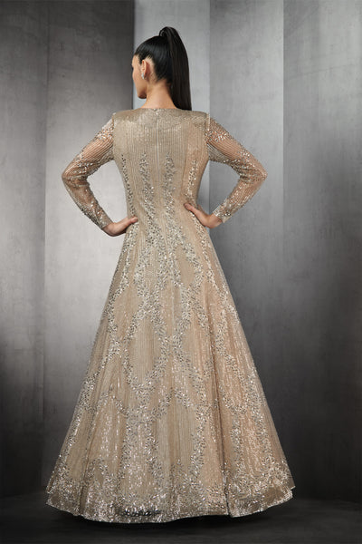 rohit gandhi rahul khanna crystal bloom gown mist indian designer wear online shopping melange singapore