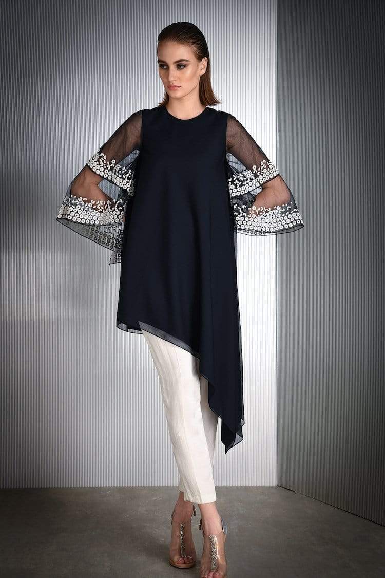 Rohit Gandhi - Rahul Khanna - Navy anthea top - Melange Singapore - Indian Designer Wear Online Shopping