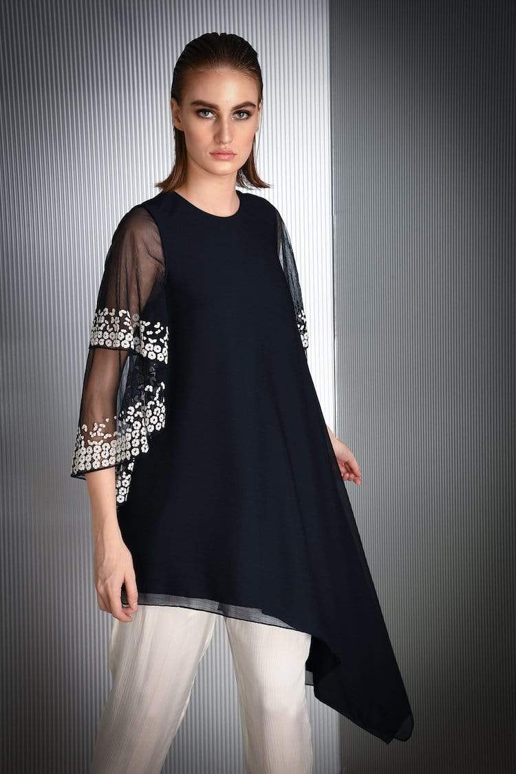 Rohit Gandhi - Rahul Khanna - Navy anthea top - Melange Singapore - Indian Designer Wear Online Shopping