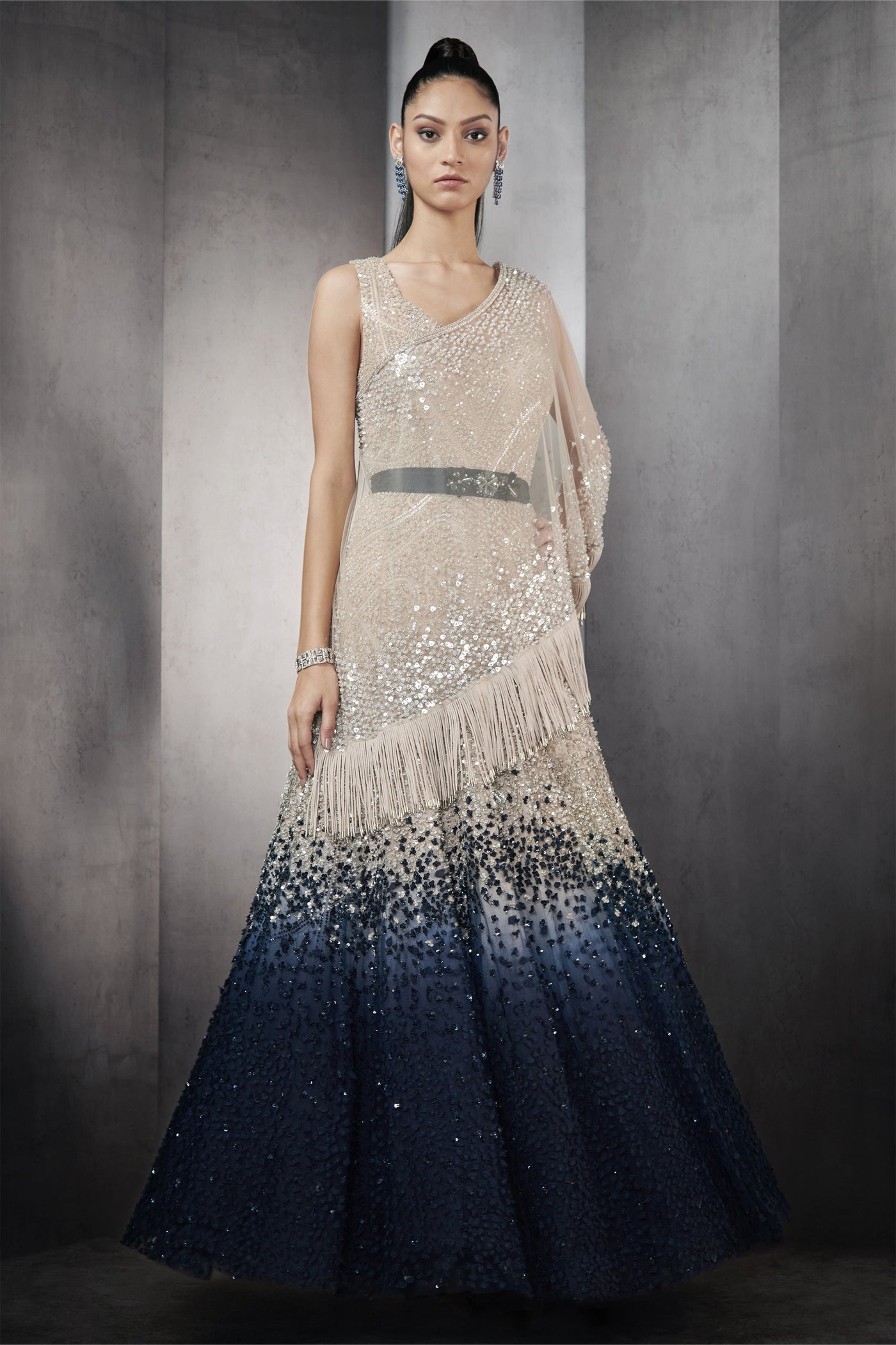 rohit gandhi rahul khanna mist skyfall ombre gown galaxy blue ombre indian designer wear online shopping melange singapore