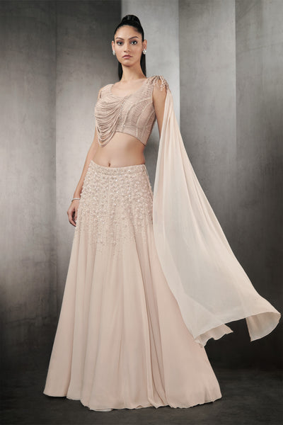 rohit gandhi rahul khanna the allyssum fringe lehenga mist indian designer wear online shopping melange singapore