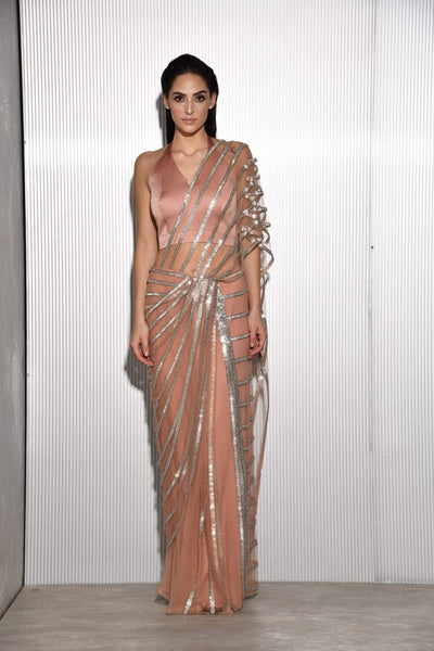 Rohit Gandhi - Rahul Khanna - Melodicia linear tulle saree - Melange Singapore - Indian Designer Wear Online Shopping