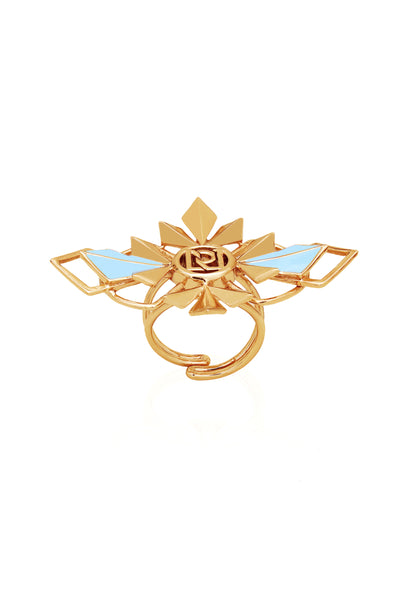 Ruhhette Gold plated enamelled ring with mirror fashion jewellery online shopping melange singapore indian designer wear