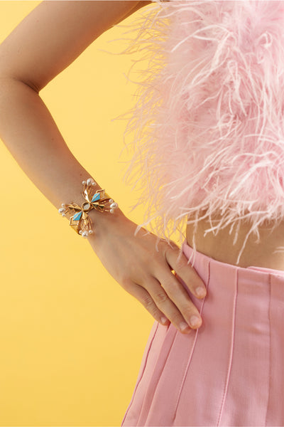 Ruhhette Celia Timeless Handcuff blue fashion jewellery online shopping melange singapore indian designer wear