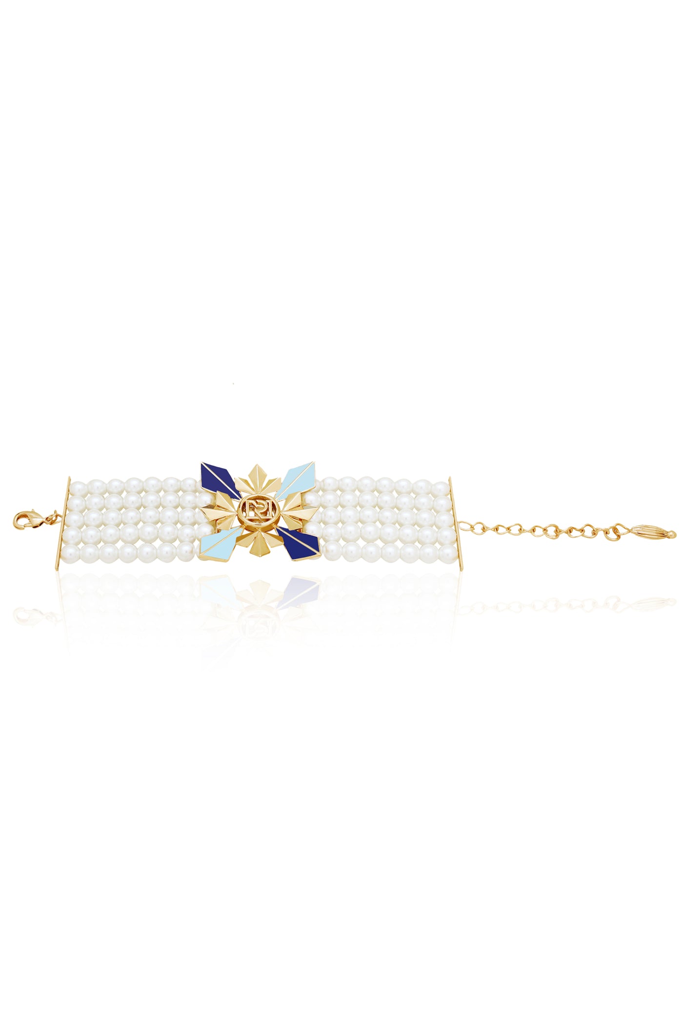 Ruhhette Clarisse Pearl Handcuff blue fashion jewellery online shopping melange singapore indian designer wear