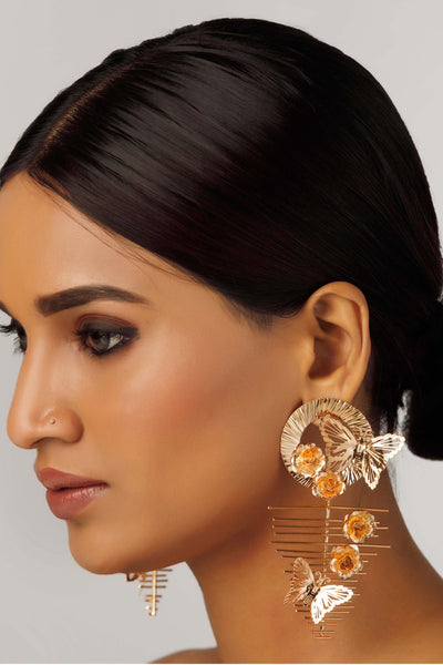 Ruhhette Clochette Waltz Of Flowers Earcuff gold fashion jewellery online shopping melange singapore indian designer wear