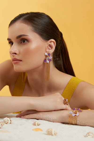 Ruhhette Cressida Tassels gold earrings fashion jewellery online shopping melange singapore indian designer wear