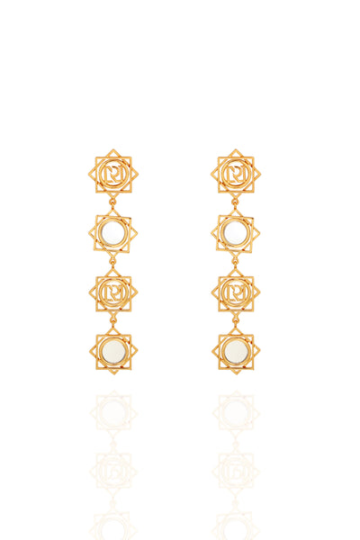 Ruhhette Gold plated Danglers with mirror fashion jewellery online shopping melange singapore indian designer wear