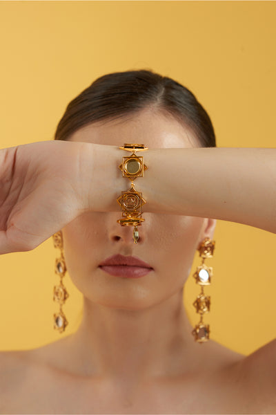 Ruhhette Floret Handcuff gold fashion jewellery online shopping melange singapore indian designer wear