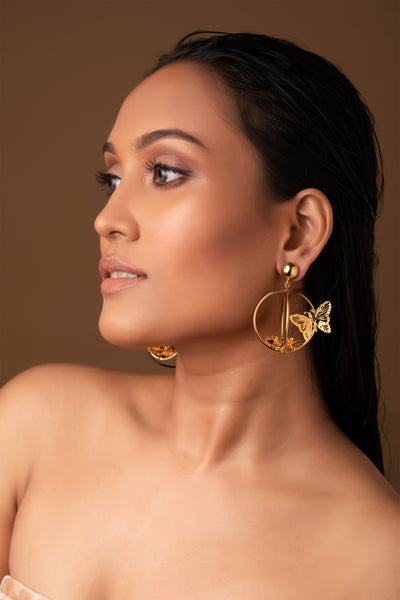 Ruhhette Fly Me High Earrings gold fashion jewellery online shopping melange singapore indian designer wear