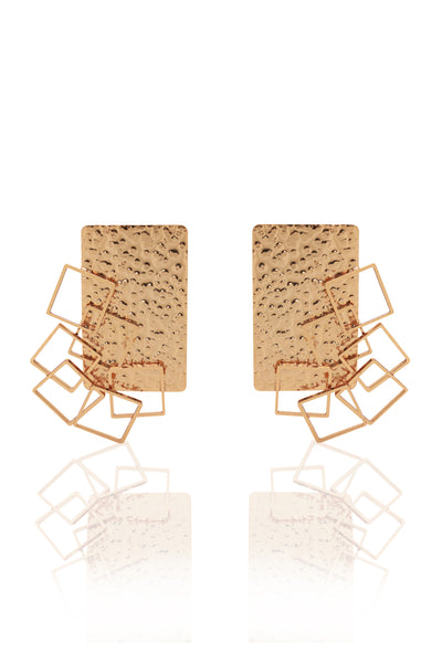 Ruhhette Oblong Earrings gold fashion jewellery online shopping melange singapore indian designer wear
