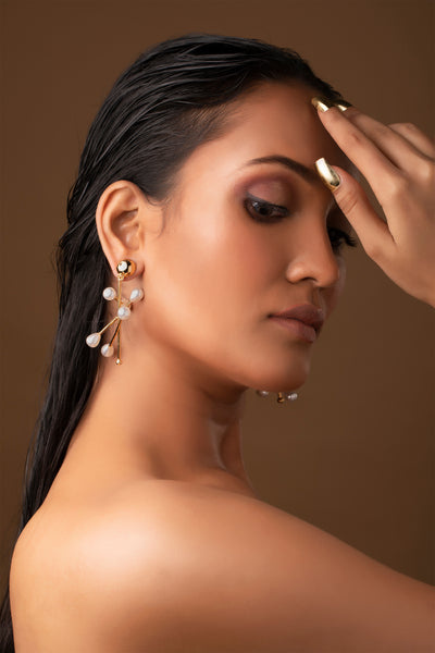 Ruhhette Earring with pearls gold fashion jewellery online shopping melange singapore indian designer wear