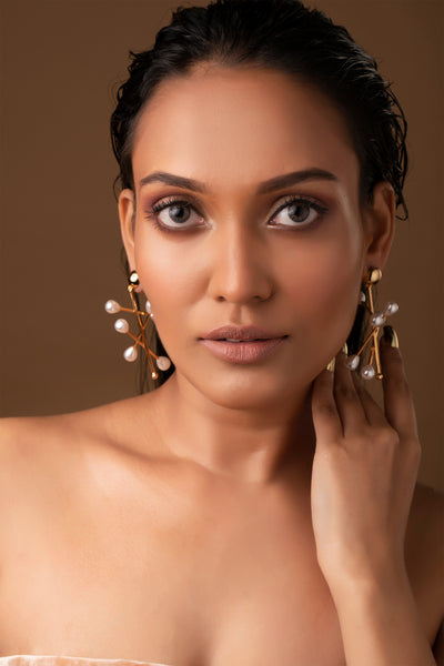 Ruhhette Earring with pearls gold fashion jewellery online shopping melange singapore indian designer wear