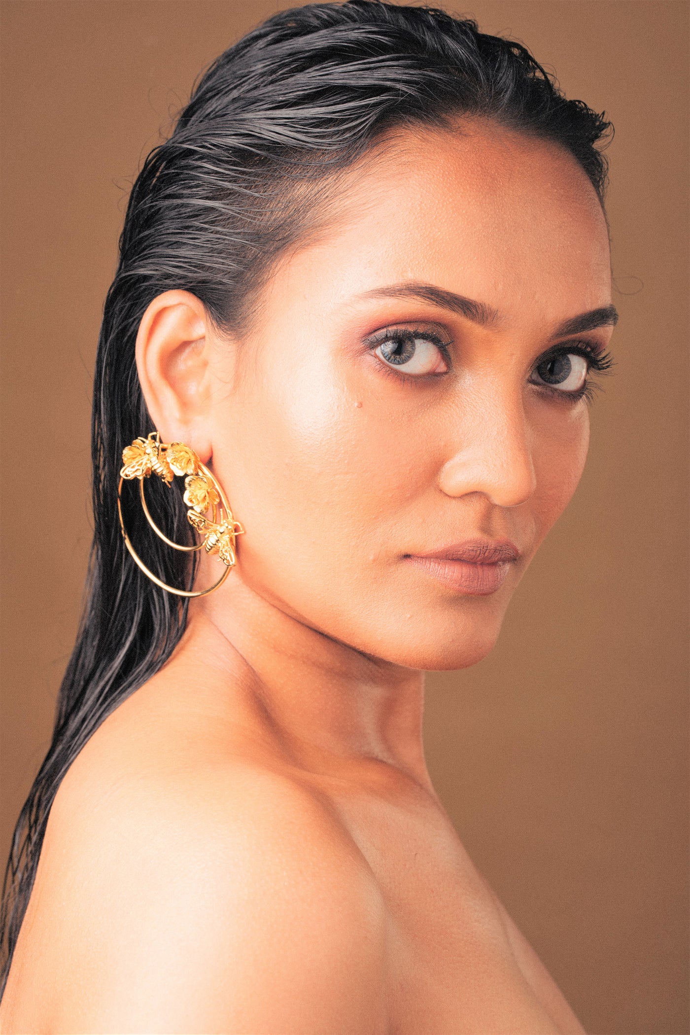 Ruhhette Le Fleur Hoops gold fashion jewellery earrings online shopping melange singapore indian designer wear