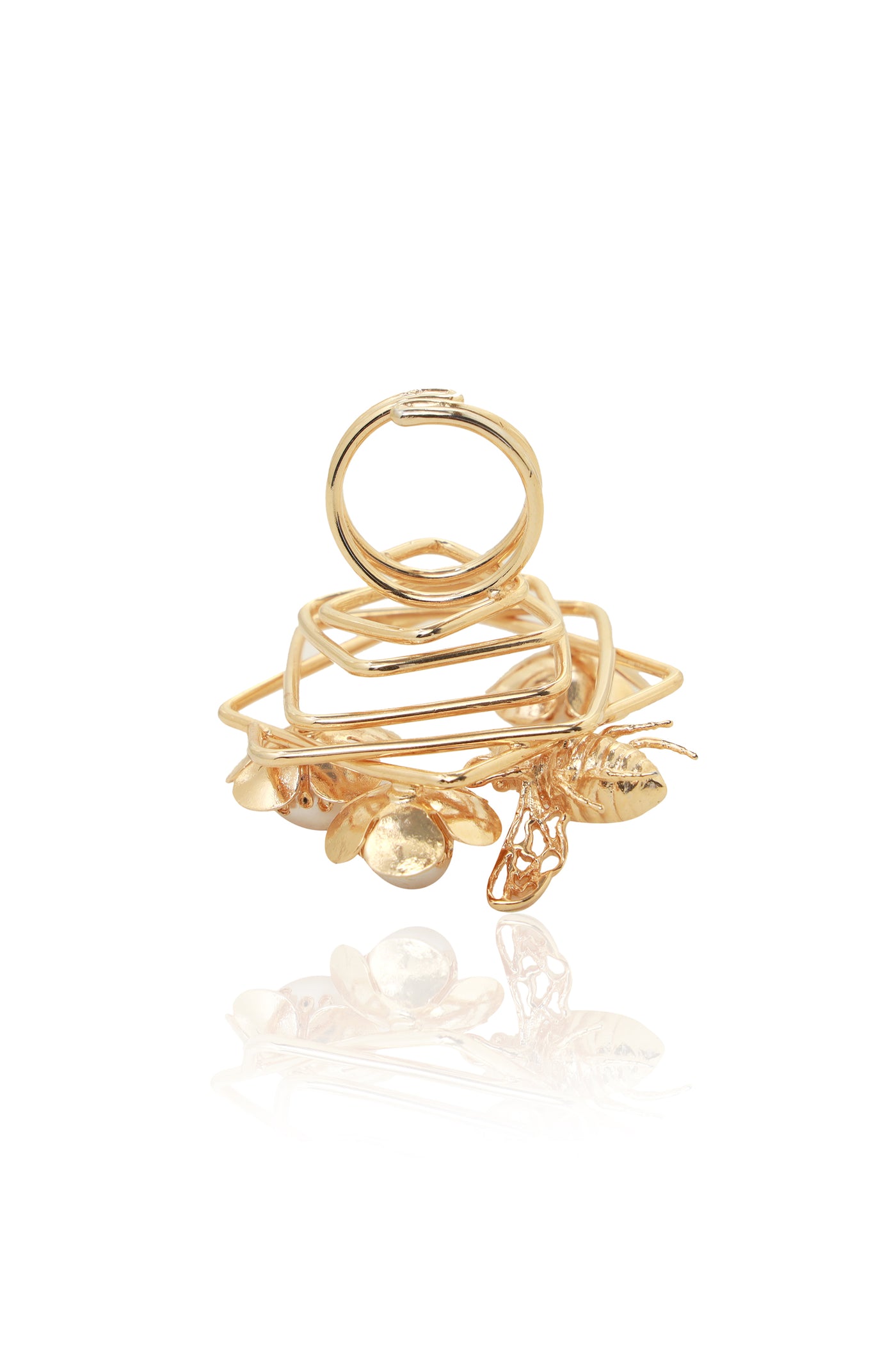 Ruhhette Honeycomb ring gold fashion jewellery online shopping melange singapore indian designer wear