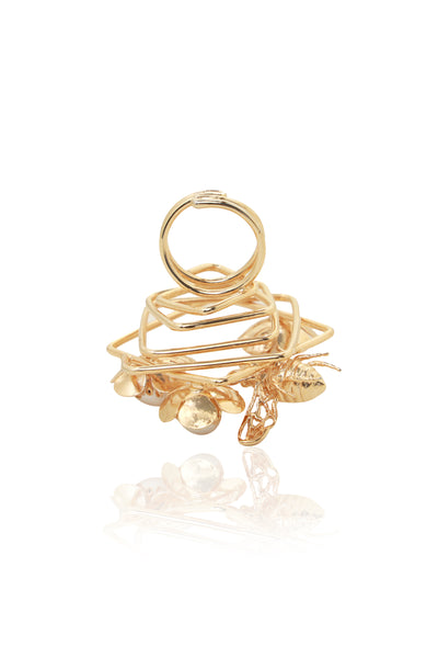 Ruhhette Honeycomb ring gold fashion jewellery online shopping melange singapore indian designer wear