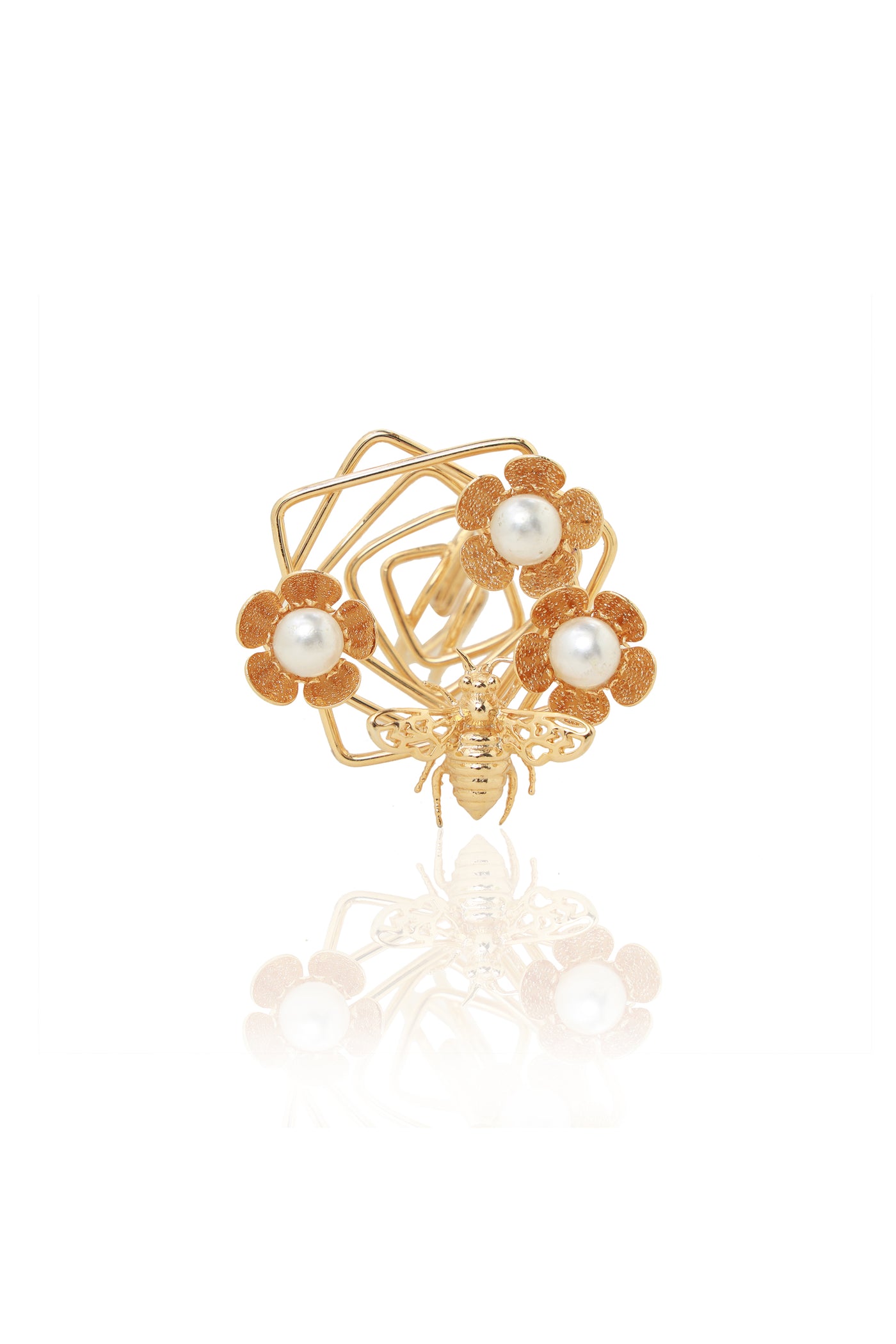 Ruhhette Honeycomb ring gold fashion jewellery online shopping melange singapore indian designer wear