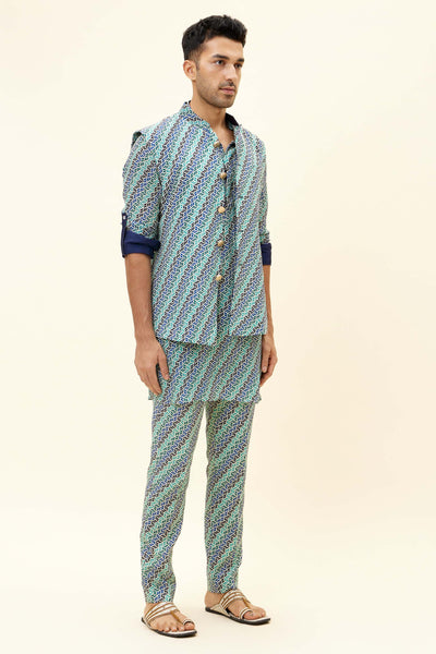 SVA Beige Leaf Print Bundi Indian designer fashion online shopping melange singapore