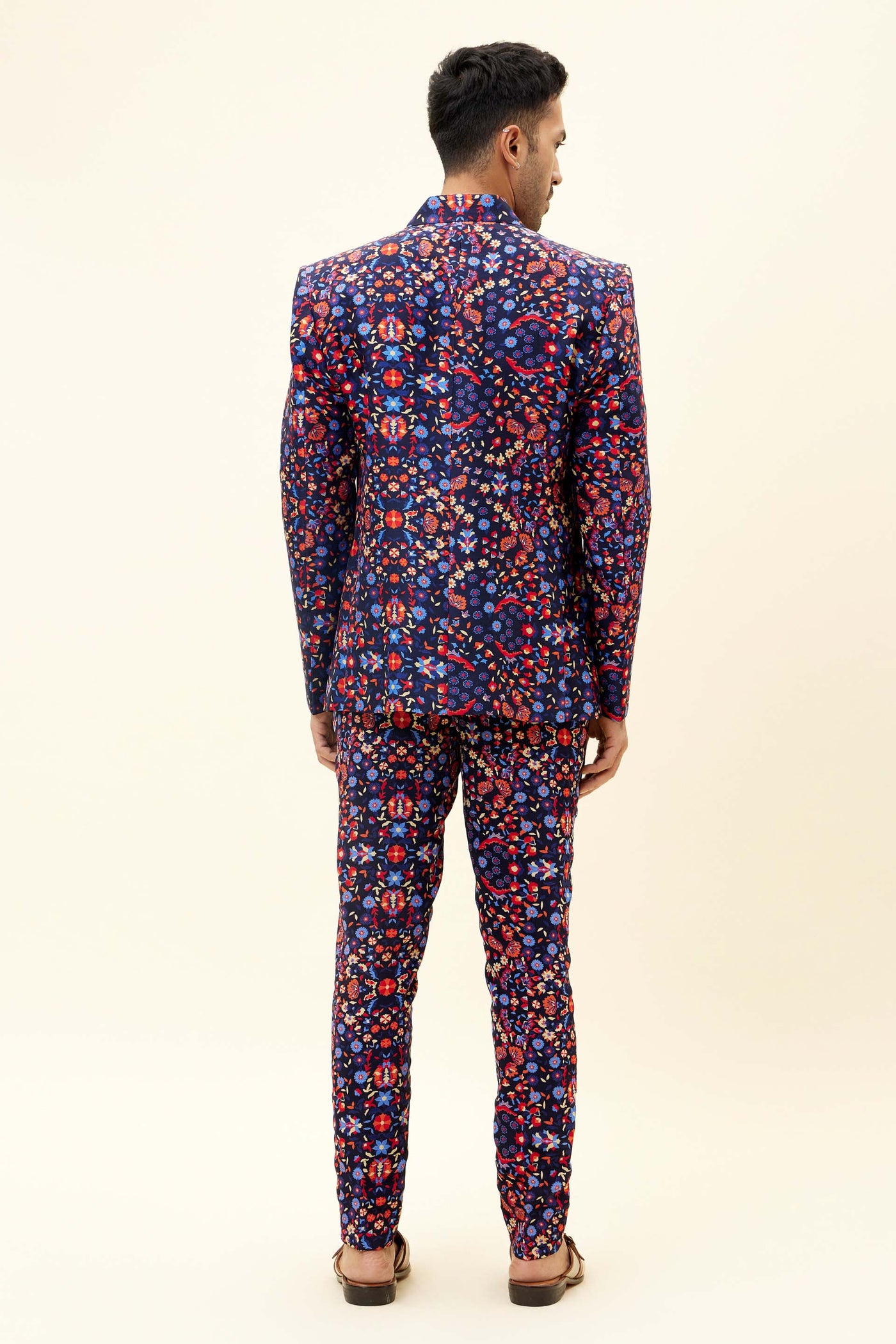 SVA Blue Jaal Print Blazer With Pants Indian designer fashion online shopping melange singapore