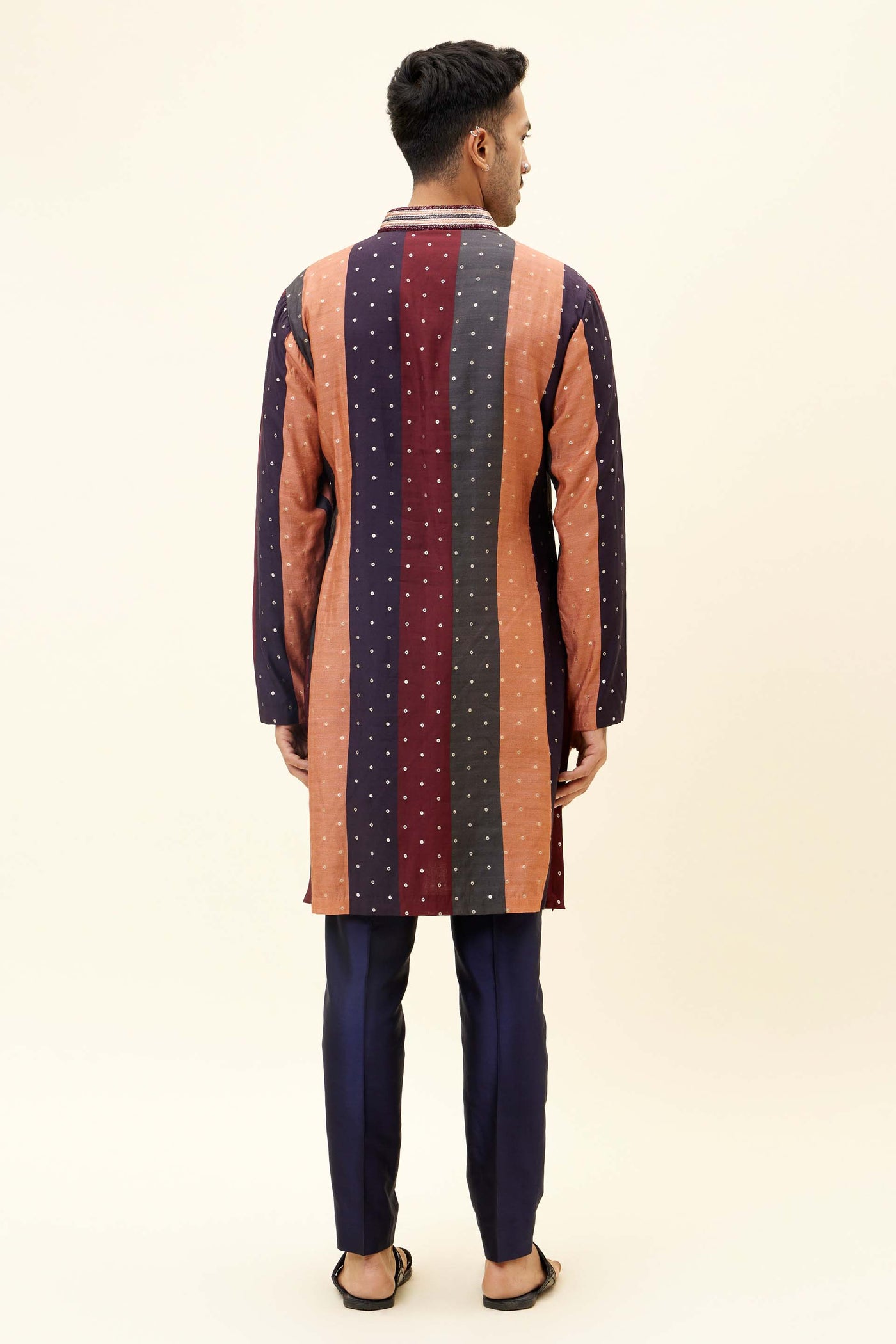 SVA Chanderi Silk Stripes Print Kurta Set Indian designer fashion online shopping melange singapore