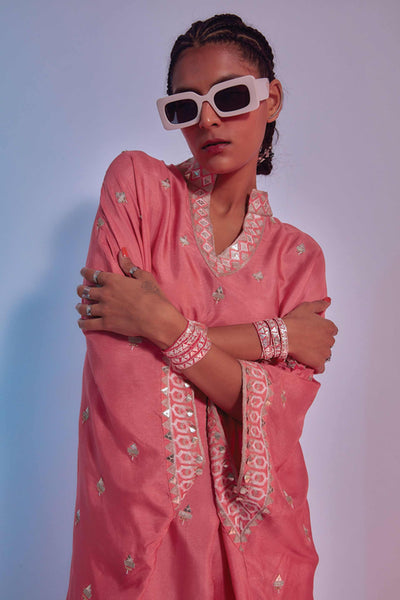 sva by sonam and paras modi Coral Embellished Summer Silk Kaftan online shopping melange singapore indian designer wear