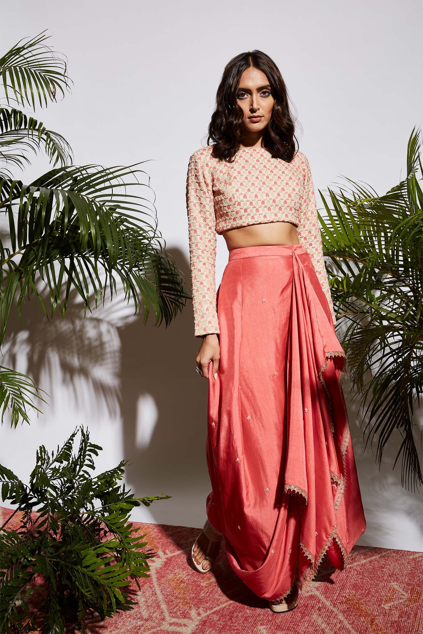 sva by sonam and paras modi Embroidered Drape Skirt Set fusion indian designer wear online shopping melange singapore