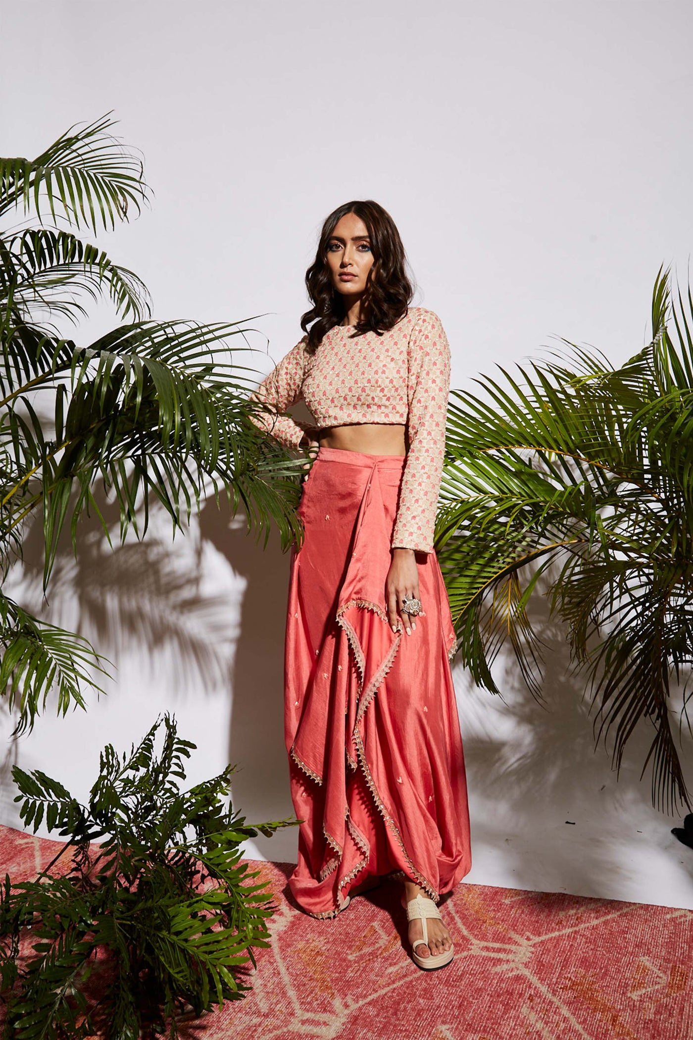 sva by sonam and paras modi Embroidered Drape Skirt Set fusion indian designer wear online shopping melange singapore
