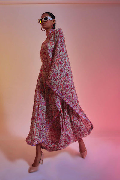 sva by sonam and paras modi Ivory Saanjh Floral Print Drape Saree With A Printed Drape Skirt online shopping melange singapore indian designer wear