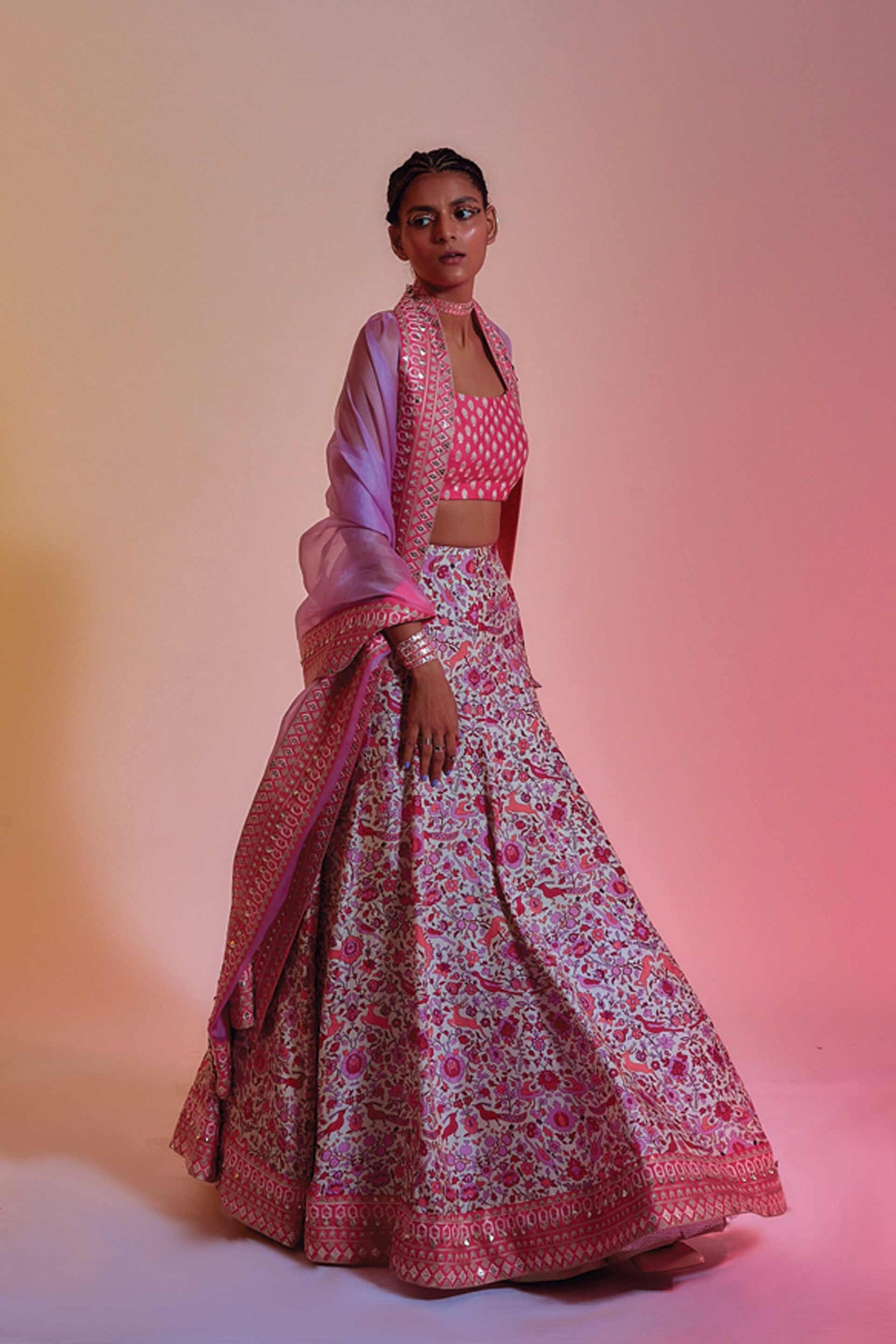sva by sonam and paras modi Ivory Saanjh Floral Print Lehenga online shopping melange singapore indian designer wear