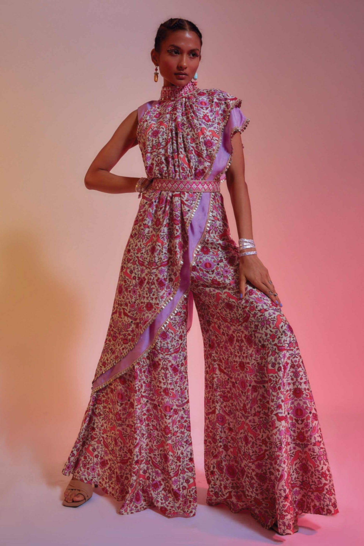 sva by sonam and paras modi Ivory Saanjh Floral Print Sharara Set online shopping melange singapore indian designer wear