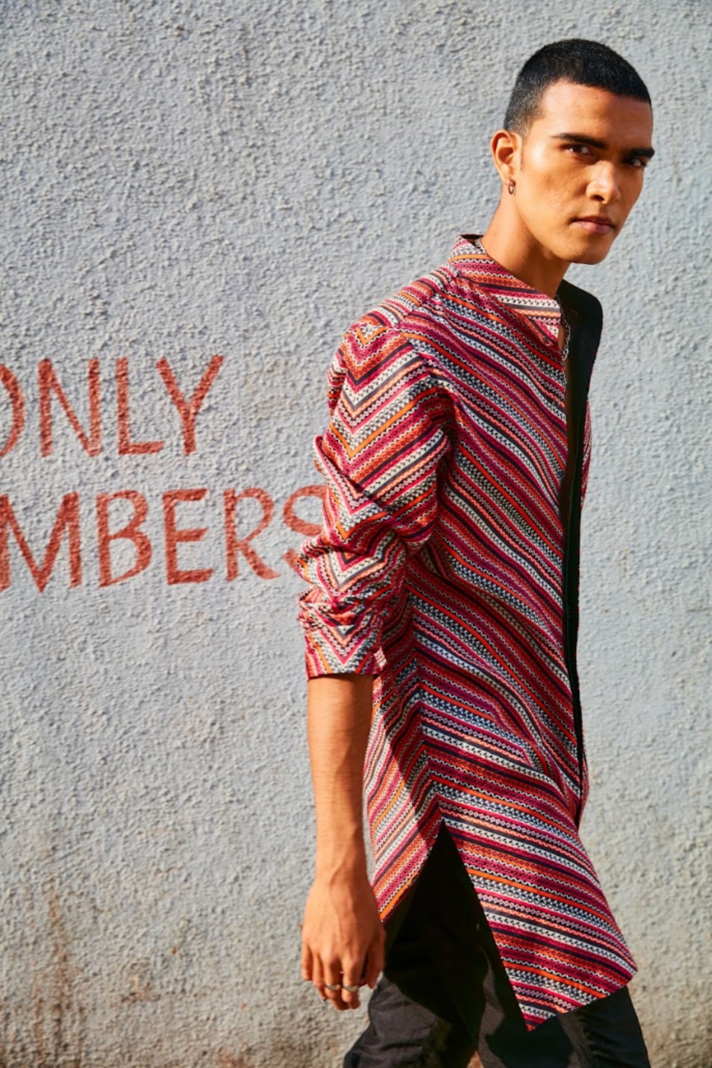 SVA Bohemian Stripe Shirt Style Kurta Indian designer wear online shopping melange singapore
